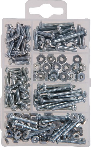 5.9 Inch Silver Screws Machine Screws and Nuts Kit Kit 200 -Pack